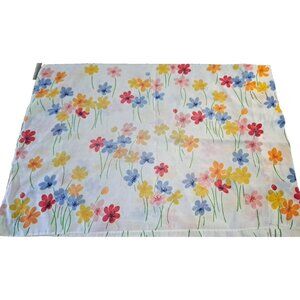 Vintage Pequot Pillowcase Standard Wild Flowers Red Blue Orange Cottage Retro